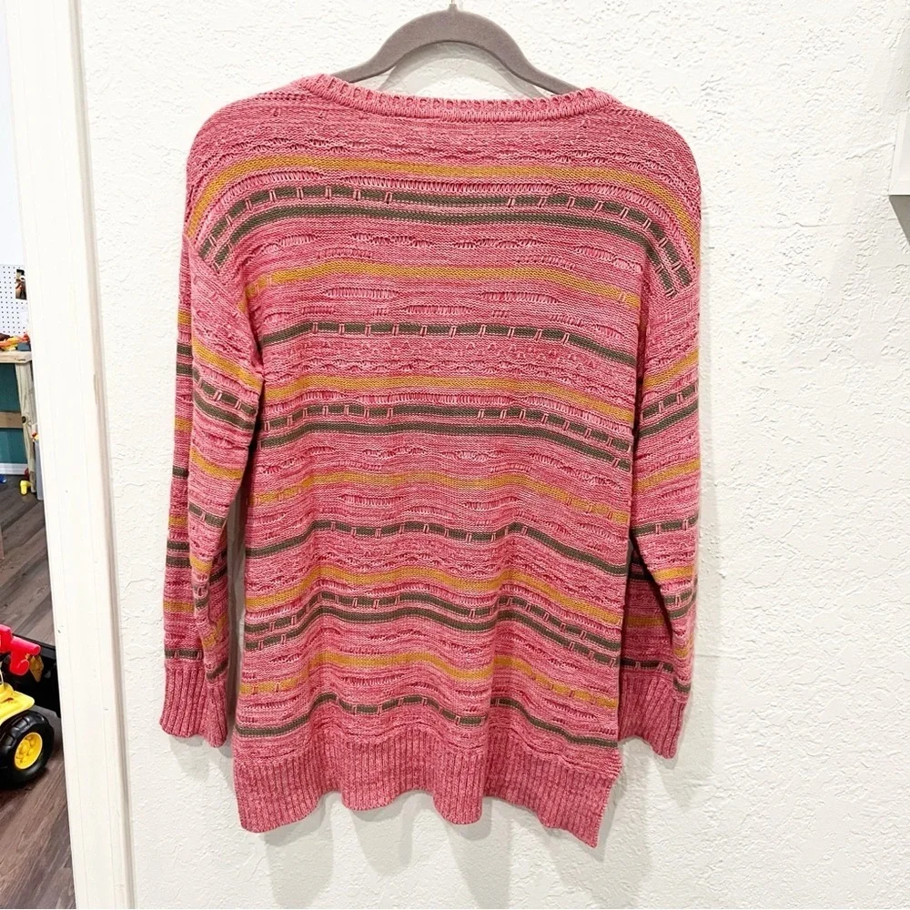 Soft Surroundings Sweater Women's XS Lisabetta Art Stripe Dusty Cedar Blush Pink